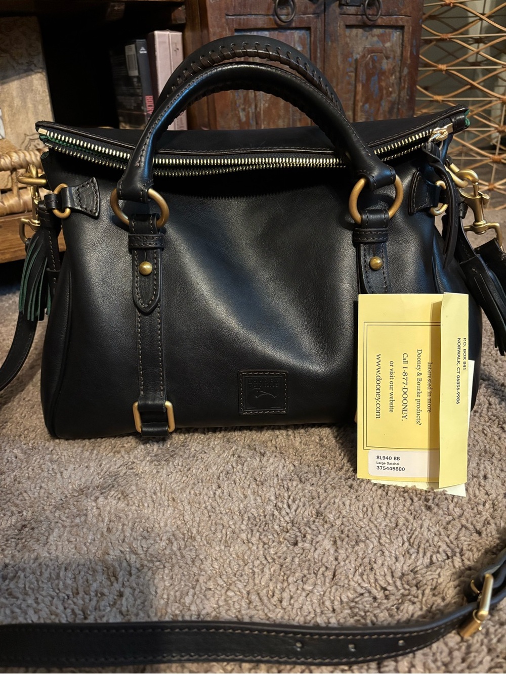Dooney & Bourke Black/black Florentine Leather Satchel Handbag